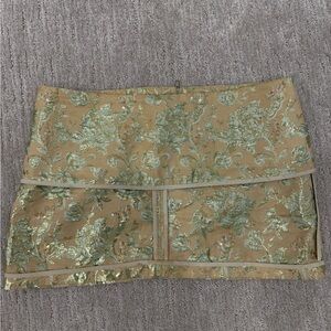 Gold and Green Embellished Mini Skirt for Cocktail Nights